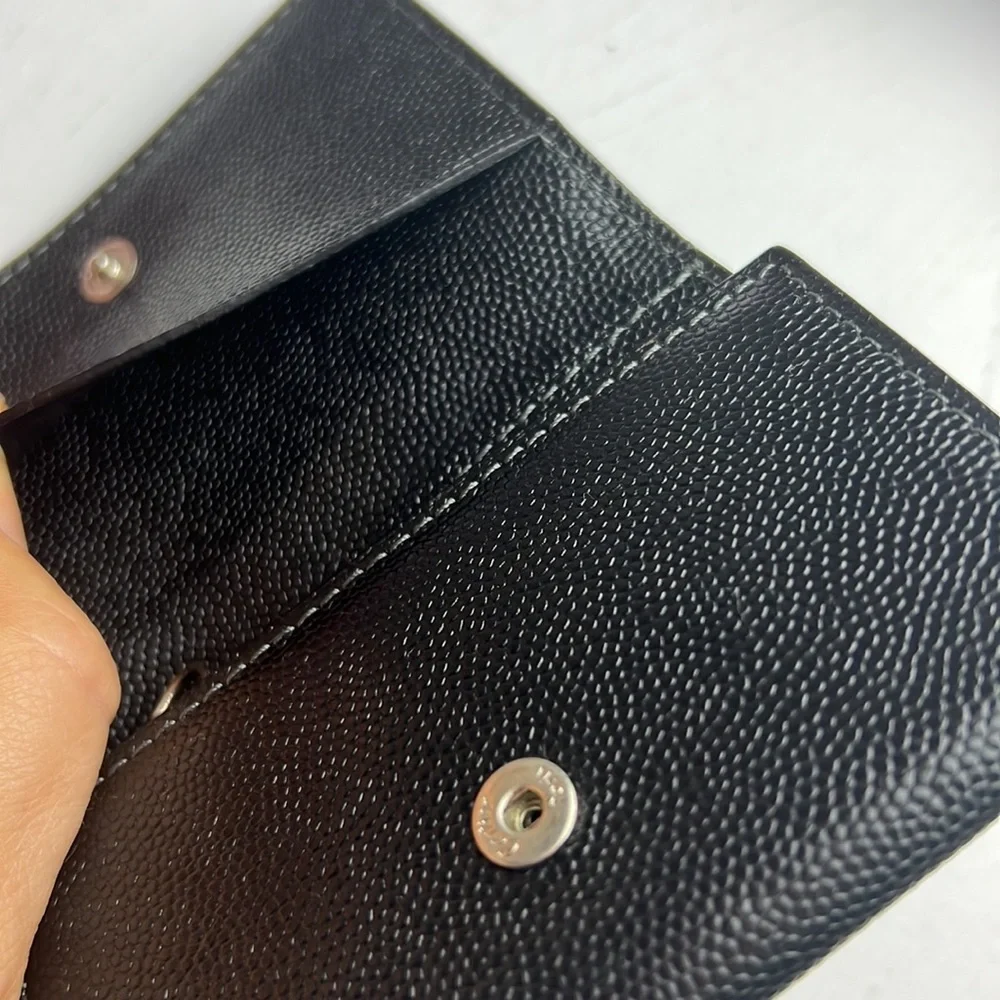 Auth. Cartier Santos Leather 4 Ring Key Case Black Logo Unisex Vintage